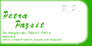 petra pazsit business card